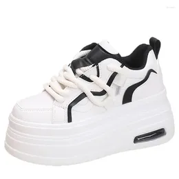 Casual Shoes 8cm Thick-soled White For Women Spring And Autumn Korean Version Platform Round-toe Sports Sneakers