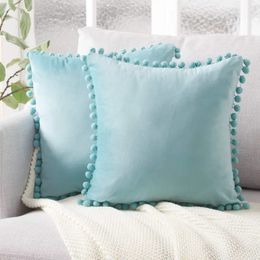 2024 Soft Velvet Tassel Cushion Cover Decorative Pillows Throw Pillow Case Soft Solid Colors Home Decor Living Room Sofa Seat Coffee - for