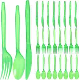 Disposable Flatware Tableware One-time Cutlery Spoons Dinnerware Forks Salad Plastic Party Tools