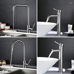 Bathroom Sink Faucets Classic Kitchen Faucet Stainless Steel Basin Single Handle Tap Cold And Water Mixer Deck Mounted