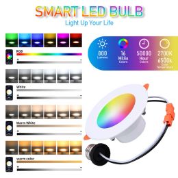 10W Tuya LED Downlight Bluetooth Smart Ceiling Light RGB+CW+CCT Dimmable Spotlight 85-265V Smart Night Light APP Remote Control