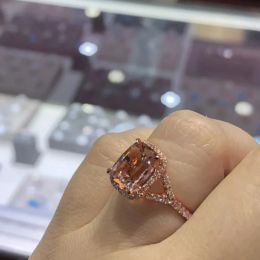 Huitan Romantic Rose Gold Color Engagement Rings for Women Simple Elegant Accessories Aesthetic Female Rings Trendy Jewelry Gift