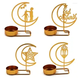 Candle Holders Arab Metal Moon Golden Holder Decorative Candlestick Stand Decoration For Home Bedroom Room