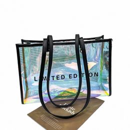 women Letters Large Capacity Totes Shoulder Bags Laser PVC Transparent Handbag Female Casual Clear Summer Holiday Beach Bag y8mP#