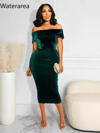 Party Dresses Waterarea Sexy Slash Neck Fashion Velvet Maxi Dress Elegant And Chic Bodycon Night Evening Women's Vestido