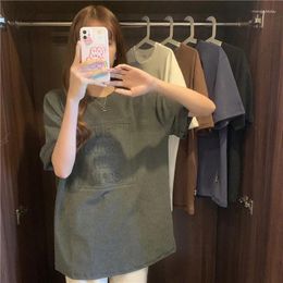 Women's T Shirts Bf Wind Casual Short-Sleeved T-Shirt Women 2024 Fashion Spring Summer Loose Slimming Emboemboed Letter Bottom Shirt Top