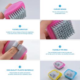 Vegetable Brush Scrubber for Food, Mushroom Brush, Fruit and Veggie Brush Scrubber with Ring, Vegetable Cleaning Brush