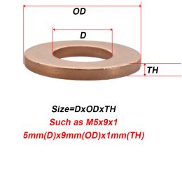 Solid Pure Copper Flat O Ring Gasket Oil Sealing Washers Sump Plugs o-ring Washer Plain Shim Solid oring Valve Spacer Motorcycle