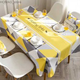 Table Cloth Nordic style simple yellow waterproof tablecloth rectangular tablecloth coffee table kitchen decoration living room tablecloth Y240401