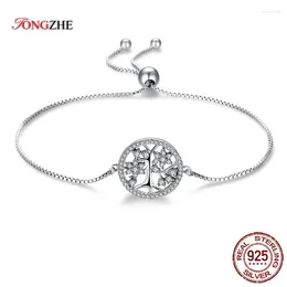 Cluster Rings TONGZHE Charm Couple Bracelet Men 925 Sterling Silver CZ Tree Of Life Tennis Link Chain Bracelets For Women Wedding Fine