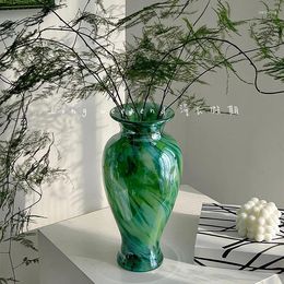 Vases Chinese Style Glass Vase High-End Dining Table Hallway Flower Arrangement Decoration Hydroponic Pot