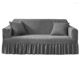 Chair Covers Sofa Cover Seersucker Textured Protector With Pleated Skirt For L-Shape U-Shape & Sectional Durable