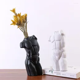 Vases Body Art Nude Male Ceramic Vase Nordic Abstract Personality Half-length Living Room Flower Arrangement Ornaments