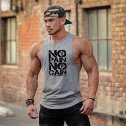 Clothing No Pain No Gain Gyms Stringer Tank Top Men Bodybuilding Tanktop Singlet Fitness Sleeveless Vest Muscle Undershirt
