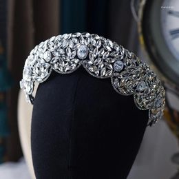 Hair Clips Luxury Flower Headband Wedding Crown Accessories For Women Bridal Crystal Baroque Rhinestone Hairband Prom Jewelry