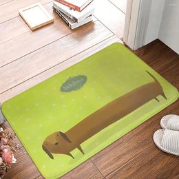 Bath Mats Dachshund Dog Mat Green Protective Toilet Kitchen Shower Room Anti-Slip Floor Printed Bathroom Accessories
