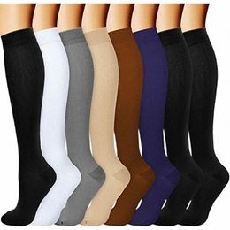 new Running Compri Socks Knee High Stockings Men Women Sports Socks Fit Marath,crossfit, Cycling,Football, Varicose Veins g4WU#