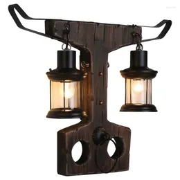 Wall Lamp Retro Wooden For Living Room Wood LED Sconces Cafe Bar Bedroom Bedside Industrial Style Home Decor Light Fixtures