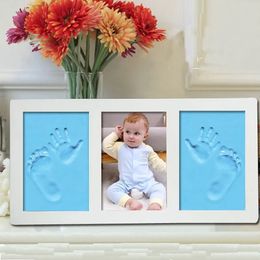 Baby Po Frame Hand Foot Print Mould Maker 3D DIY Kits Soft Clay Inkpad Footprint Fingerprint Mud Set Baby Souvenir Infant Gift 240326