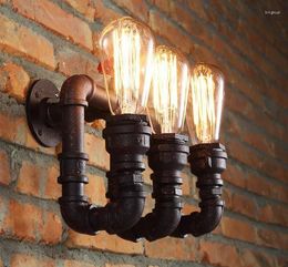 Wall Lamp Retro Vintage Lamps Waterpipe 3 Heads Mounted Lighting Fixture