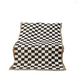 Blankets 125x150cm Checkerboard Plaid Blanket Black And White Sofa Towel Leisure Retro Chessboard Print Knitted