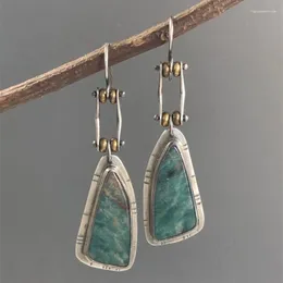 Dangle Earrings Vintage Irregular Turquoise Drop For Women Bohemia Ethnic Style Silver Color Ear Hook Party Jewelry Birthday Gifts
