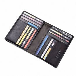 thinkthendo Retro Genuine Leather Cowhide Travel Passport ID Card Cover Holder Case Protector Organiser Wallet Black Colour y7Qz#