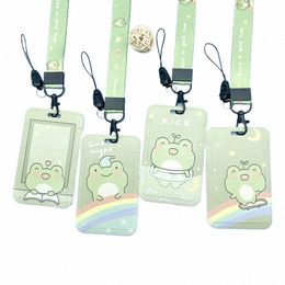 cute Frog Card Holder Lanyard Frog Safety Badge Hanging Neck Student Campus Meal Card Cover w7VY#