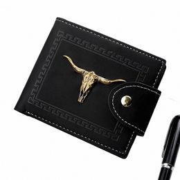 fi Oxhead Wallet For Men, Zipper Snap Coin Credit Card Bag, Frosted Leather Clip For Men Gift Q3S9#