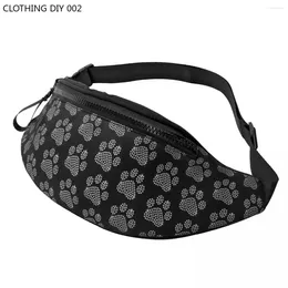 Waist Bags Sparkle Rhinestone Dog Fanny Pack Women Men Custom Crossbody Bag For Cycling Camping Phone Money Pouch