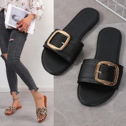Slippers 2024 Summer Large Women's Shoes Casual Buckle Car Sewing One Step Cool For Women