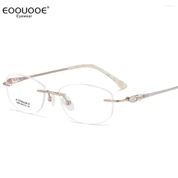 Sunglasses Frames Rimles Glasses For Women Titanium Eyeglasses Myopia Optics Frame Prescription Lens Reading Diamond Design Eyewear