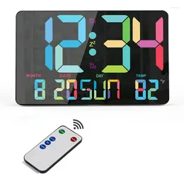 Wall Clocks Digital Clock 10.98 Inch LED Alarm Large Display With Temperature Auto Dimmable Calendar Easy To Use