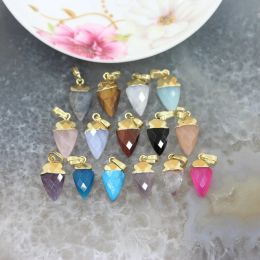 charms Natural Gems Arrow Charms Earring Plated Gold Faceted Crystal Quartz Agates Labradorite Tiny Pendant Necklace Jewellery Making