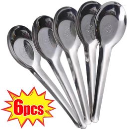 Spoons 1/6PCS Stainless Steel Soup Large Capacity Kitchen Thicken Rice Spoon Flat Bottom Household Tableware Accessories