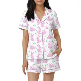 Home Clothing Hirigin Women 2 Piece Y2k Pajama Set Short Sleeve Lapel Collared Button Down Shirt Shorts Pjs Lounge Easter Day Sleepwear