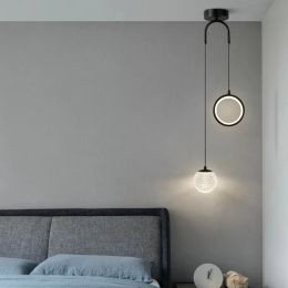 Nordic Bedside LED Pendant Lights Romantic Creative Glass Starry Lamps Bedroom Long Line Small Chandelier
