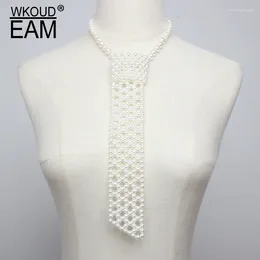 Pendants WKOUD EAM 2024 Solid Colour Hollow Out Pearl Necklace Women Temperament Concave Shape Tie Lady Tide PE331