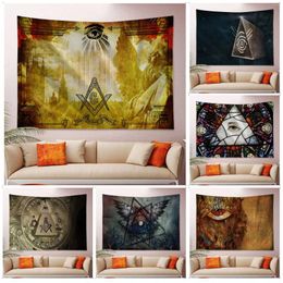 Tapestries Masonic Illuminati Printed Colorful Tapestry Wall Hanging Art Science Fiction Room Home Decor