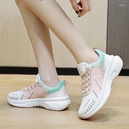 Casual Shoes Fashion Mesh Breathable Lace-up Running Sneakers 2024 Autumn Thick-soled HHeightened Women's Soft Light