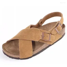 Casual Shoes Fashion Women's Suede Mules Slippers Women Clogs Cork Insole Sandals With Arch Support Outdoor Beach Slides Summer
