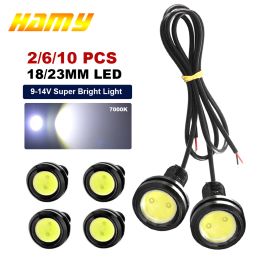 2/6/10 PCS Car DRL LED Bulb COB 23MM Eagle Eye Signal Styling Fog Daytime Running Light Reverse Backup Lamps Balanced Headlights