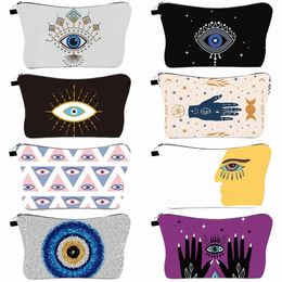 turkish Blue Evil Eye Portable Women Travel Eco Storage Bags Toiletry Organiser Cosmetic Bags Female Lucky MakeUp Bags Custom E3HZ#