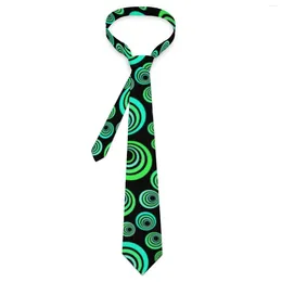 Bow Ties Geo Print Tie Blue Green Circles Graphic Neck Retro Casual Collar For Men Cosplay Party Necktie Accessories