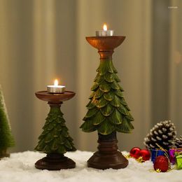 Candle Holders Christmas Tree Candlestick Home Dining Room Counter Desktop Holiday Atmosphere Decorations Tray Ornaments