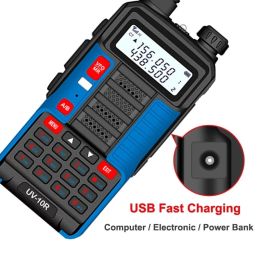 New Baofeng Professional Walkie Talkie UV 10R Plus 128 Channels VHF UHF Dual Band Two Way CB Ham Radio For Hunt Forest City 50KM