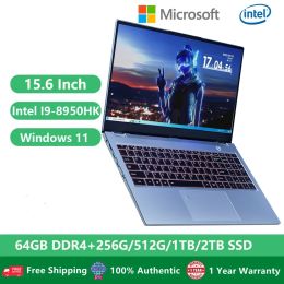 Gaming I9 Laptops Office Notebooks Desktop Computer PC Windows 11 15.6" Intel I9-8950HK 64GB RAM Dual DDR4 M.2 RJ45 Port