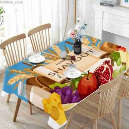 Table Cloth Happy Shavuot Rectangle Tablecloth Kitchen Table Decorative Waterproof Polyester Tablecloth Je Holiday Party Dining Decor Y240401