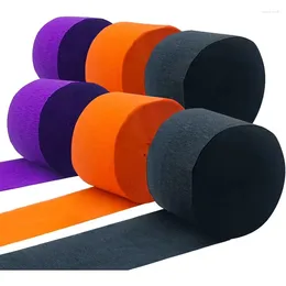 Party Decoration High Quality 6 Rolls Orange Purple And Black Crepe Paper Streamers Decorations For Birthday Halloween Supplies