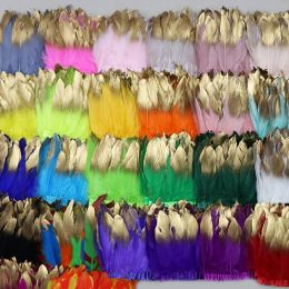 10Yards/Lot Dipped Gold Goose Feathers Trims Geese Feather for Crafts Feather Fringe Ribbons Clothing Width DIY Plumas